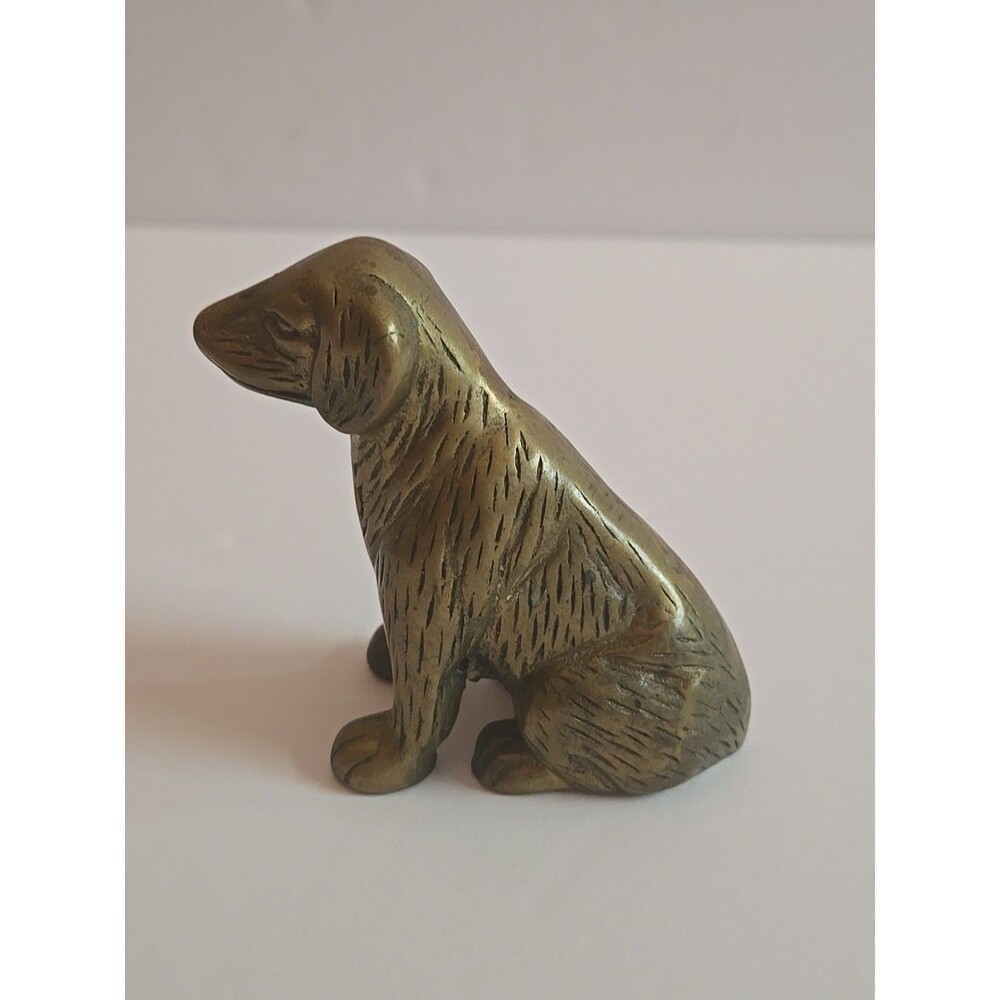 Vintage Solid Brass Dog Figure Paperweight Figurine Paperweight Signed By Action - Picture 6 of 10